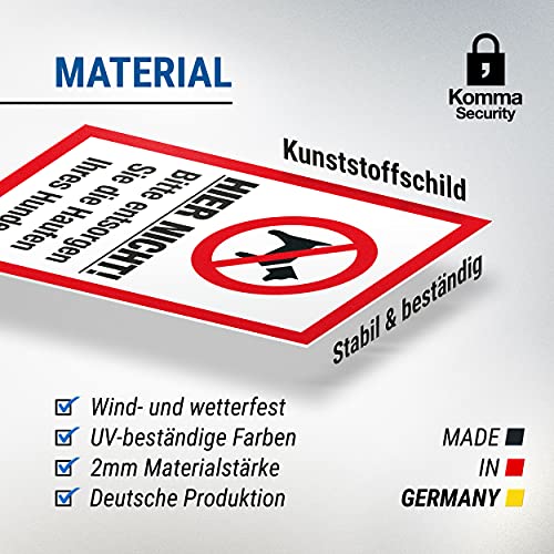 Komma Security Bitte Entsorgen Sie die Haufen Ihres Hundes Schild Hunde kacken verboten - Verbotsschild Hundeverbotsschild Verbot Hundeklo Hundekot Hundehaufen Hundekacke