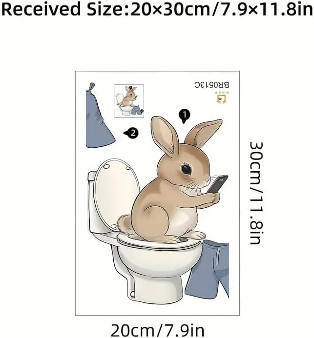 Funny Mouse Toilet Cover Sticker Decals,Fish Bird Flower Leaf Waterproof Toilet Lid Tank Seat Decals Cistern Self-Adhesive Bathroom Wall Sticker
