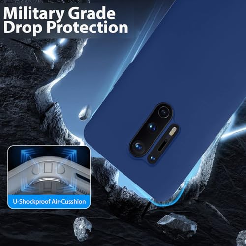 Image of LIRAMARK Liquid Silicone Soft Back Cover Case for OnePlus 8 Pro / 1+8 Pro (Midnight Blue)