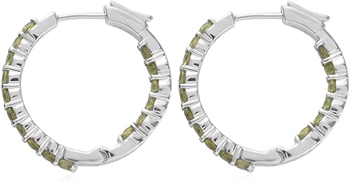 Vista 3 de Femme Luxe Pendientes de aro con piedras preciosas Inside-Out en plata, meses de piedra natal