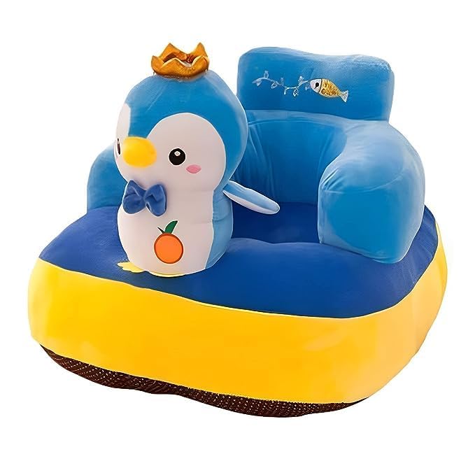 Baby Soft Plush Cushion Baby Soft Plush Cushion Baby Sofa Seat Or Rocking Chair for Kids Toddlers Penguin Shape Blue Training Seat Baby Safety Sofa Dining Chair (Use for Baby 0 to 3 Years)-image-21