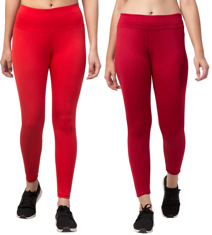 Image of BLUECON Gym wear Leggings Ankle Length Workout Pants | Stretchable Tights | Mid Waist Sports Fitness Yoga Track Pants for Girls & Women (Pack of 2)