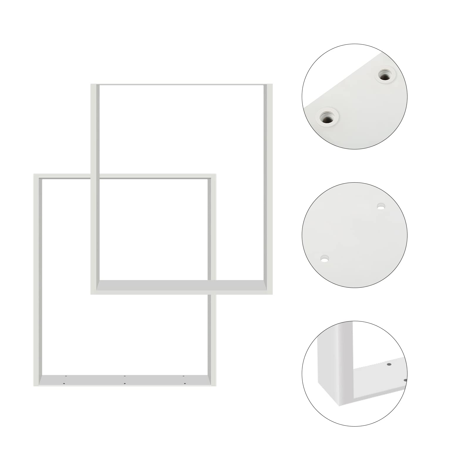 LANTUS Patas para Mesa Comedor, Escritorio | Variante Frame | 2 Piezas -60 * 72cm (Blanco) | Patas de Acero, Juego de 2 Patas