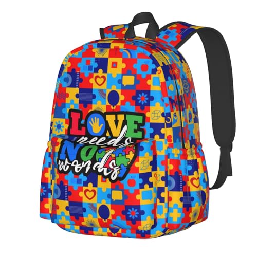 Autism Awareness Backpack School Bag Lightweight Bookbag Casual Daypack for Girls Boys Kids Women Men Travel Laptop 16 Inch