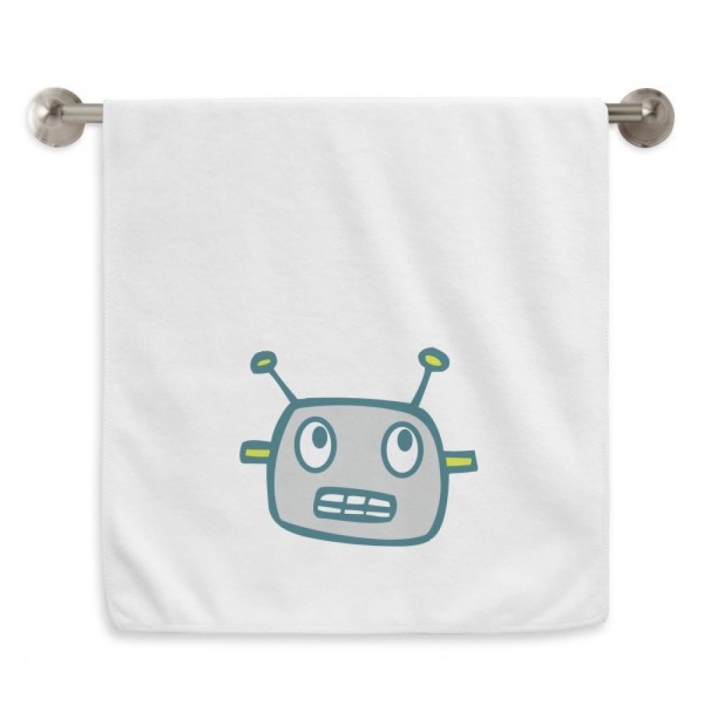 Serviette débarbouillette alien gris robot blanche moelleuse 13X29
