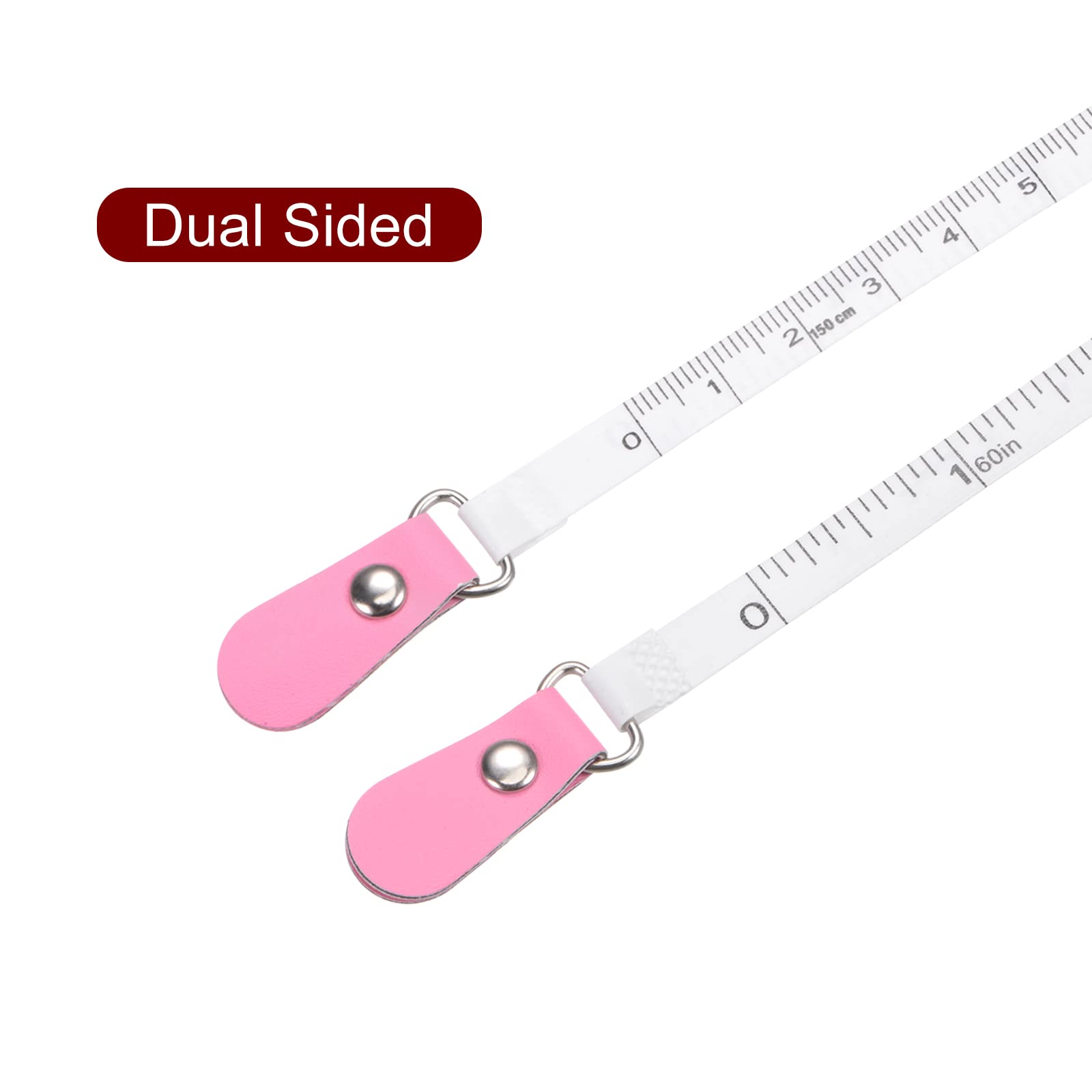 HARFINGTON Cinta métrica retráctil cuadrada de 150 cm, funda de piel suave, tamaño de bolsillo para cuerpo, medidas de costura, color rosa