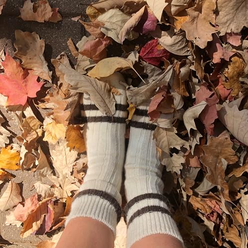 Image of 92% Merino Wool Socks Crew Cozy Heavyweight Home Travel Outdoor Super- Soft Socks, 100% Made in Mongolia
