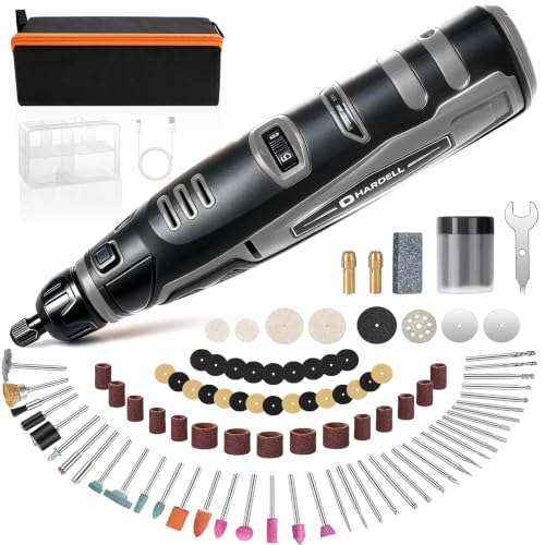 Image of HARDELL 12V Cordless Rotary Tool Kit 6-Speed 30000RPM Rotary 94 Accessories | Power Rotary Tools for Engraving, Sanding, Polishing, Cutting, Carving, DIY and Craft Projects