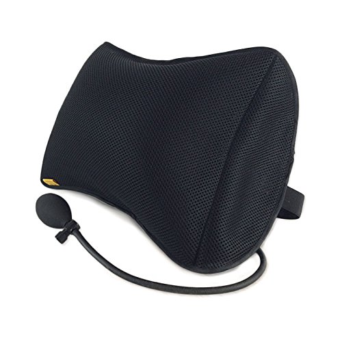 エアークッション 腰当て 折りたたみ 腰まくら ランバーサポート 手動エアーポンプ付き 旅行 オフィス 車の運転 夜行バス ◇BD-MAT2ブラック