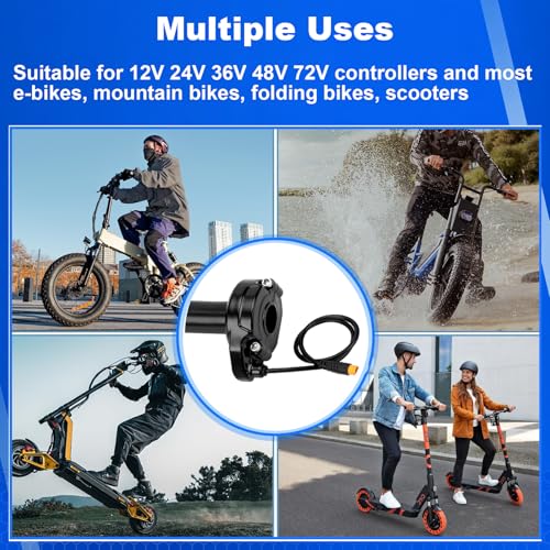 Image of Ebike Full Twist Throttle for Macfox, 3 Pin Surron Style Throttle Grip Kit 12V-72V Compatible with HappyRun Freego Heybike Electric Dirt Bike