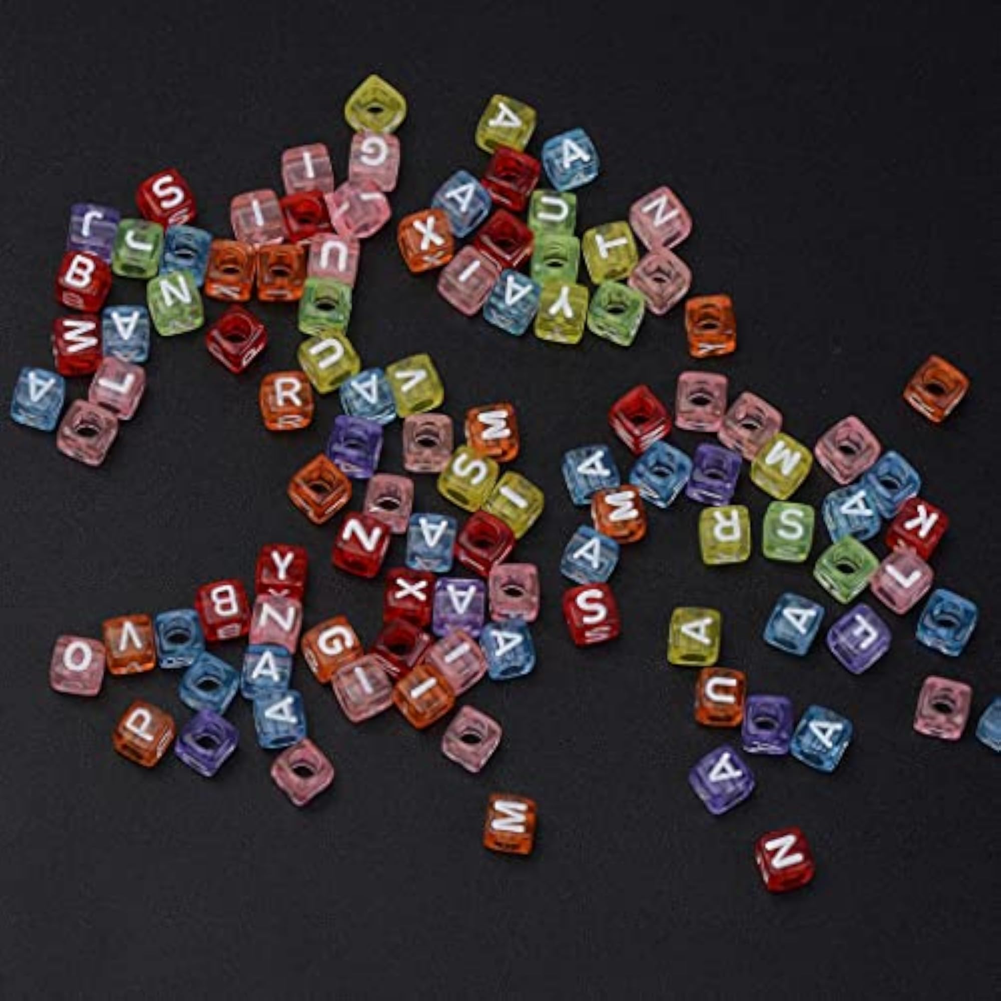 200 Pcs Mix Square Acrylic Alphabet Beads for DIY Crafts