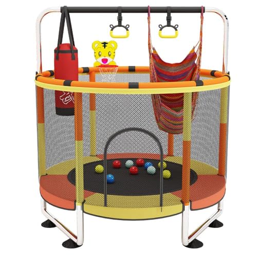 Image of StarAndDaisy 55 Inch Trampoline for Kids at Home with Safety Net /Indoor & Outdoor Trampoline / 120KG Loading Capacity with Stainless Steel Frame & Legs (Orange Yellow)