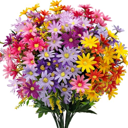 BRIGEA 8 Bundles Artificial Daisy Flowers for...