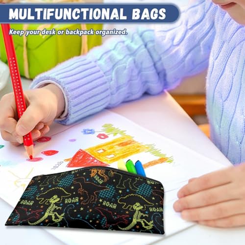 Image of Dinosaur Skeleton Pencil Case Lightweight Black Pencil Box for Preschool Toddlers Girls Pen Holder for Stationery Storage Ideal for School Classroom