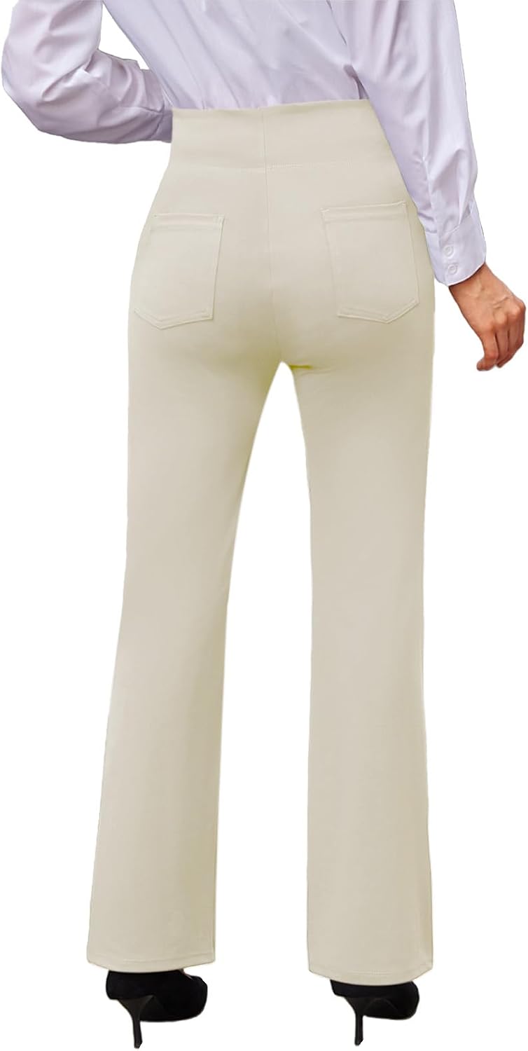 keriffe Womens Bootcut Dress Pants High Waist Stretchy Business Work Casual Trousers with Back Pockets Office Slacks - Image 4