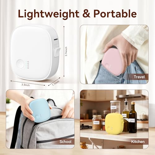 Image of Mini Label Maker Machine with Tape, Portable Bluetooth Thermal Label Printer, Wireless & Rechargeable, Waterproof, Built-in Cutter, for Home Office Kitchen,White