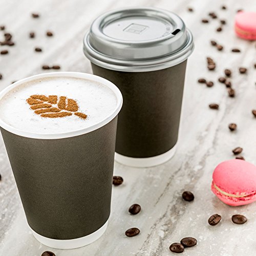 Image of Restaurantware 12 Ounce Paper Coffee Cups 25 Double Wall Disposable Paper Cups - Leakproof Recyclable Black Paper Hot Cups Insulated Matching Lids Sold Separately (Pack of 3)