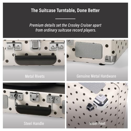 Image of Crosley CR8005F-WPK Cruiser Plus Record Player, White Polka Dot