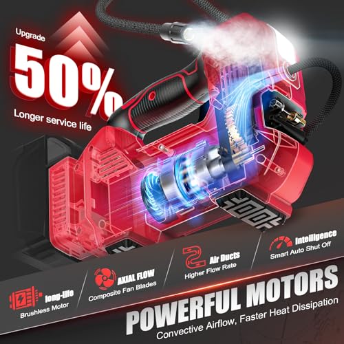 Image of DIYtoolifz 160PSI Cordless Tire Inflator Compatible with Milwaukee 18V Air Compressor, Portable Air Pump Automatic Shut Off, LED Light, Digital Pressure Gauge for Cars Motorcycles Bikes (Tool Only)