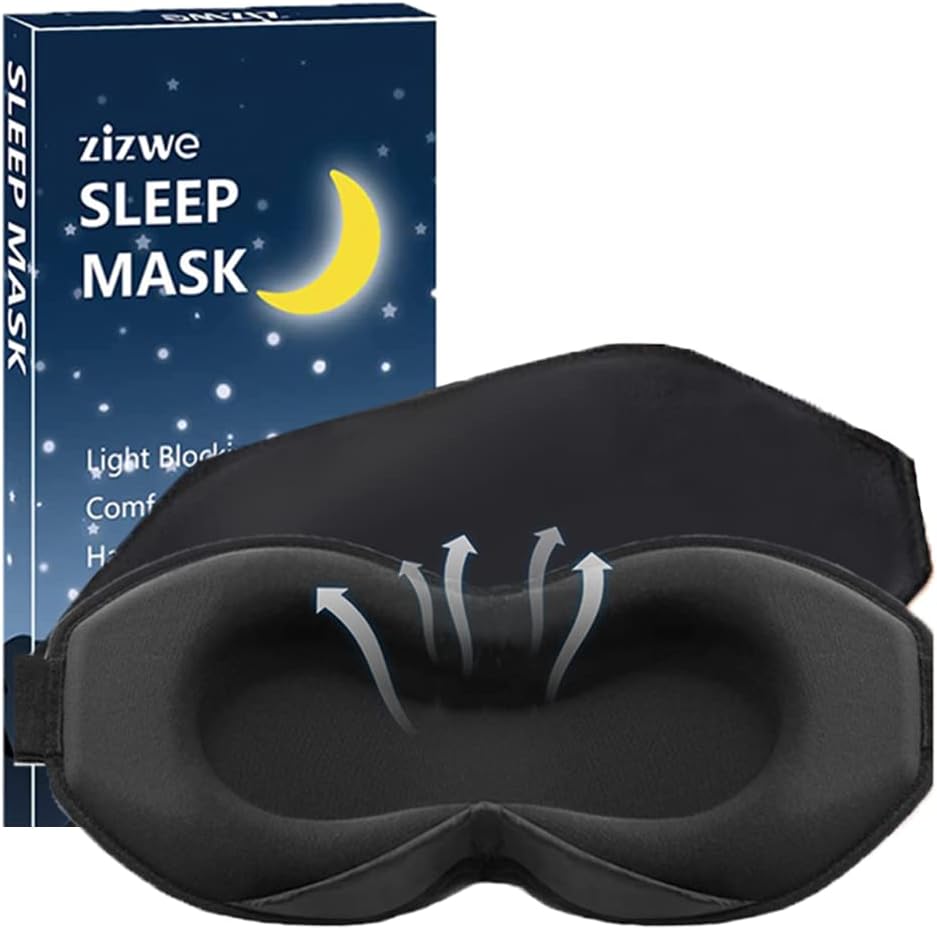 Sleep Mask for Women Men, 3D Contoured 100% Blackout Cup Blindfold Eye Mask for Sleeping Non Pressure Washable Eye Shade Covers with Adjustable Strap for Side Sleeper, Travel, Meditation