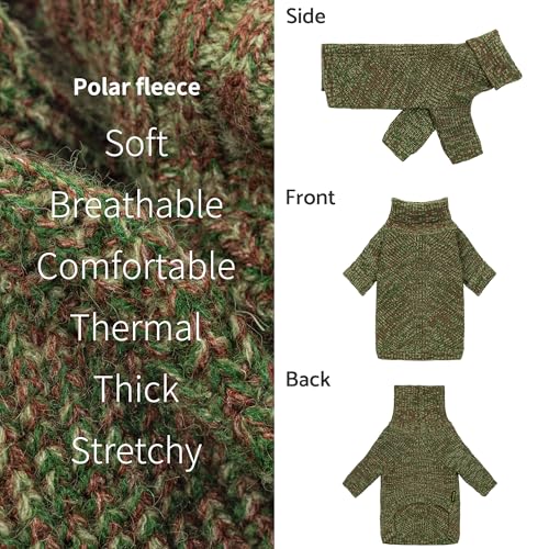 Image of Fitwarm Knitted Turtleneck Dog Sweater, Thermal Dog Winter Clothes for Small Dogs Boy Girl, Holiday Pet Outfit, Heather Green, XL