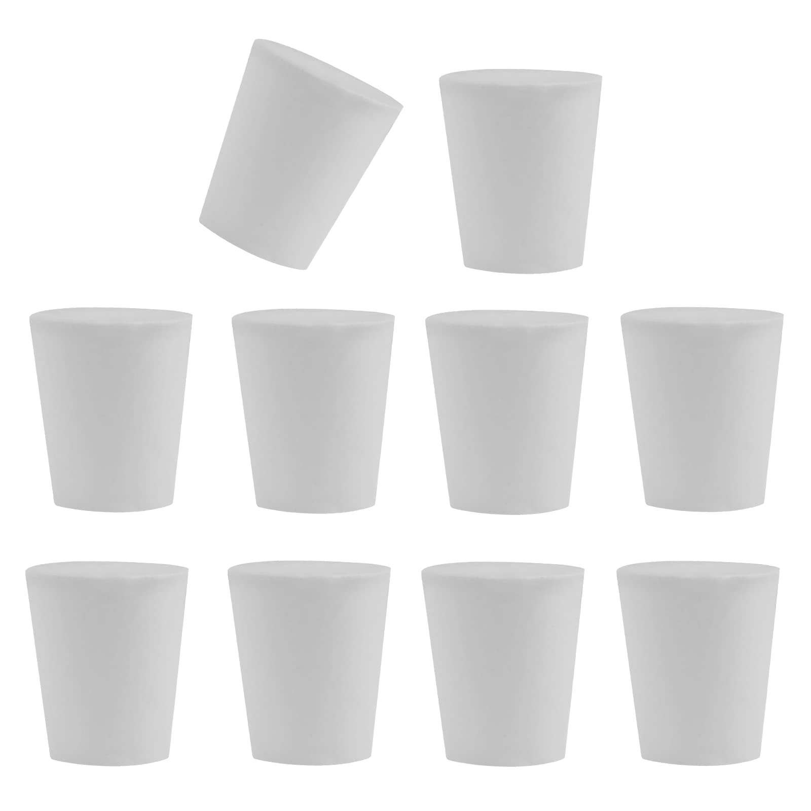 Unlorspy 10 Pack 3# Lab Solid Rubber Stoppers, Size 3 Rubber Stopper Plug White Tapered Solid Rubber Stoppers for Lab Tube, 24 x 18 x 27mm (Dia.x Dia.x H)