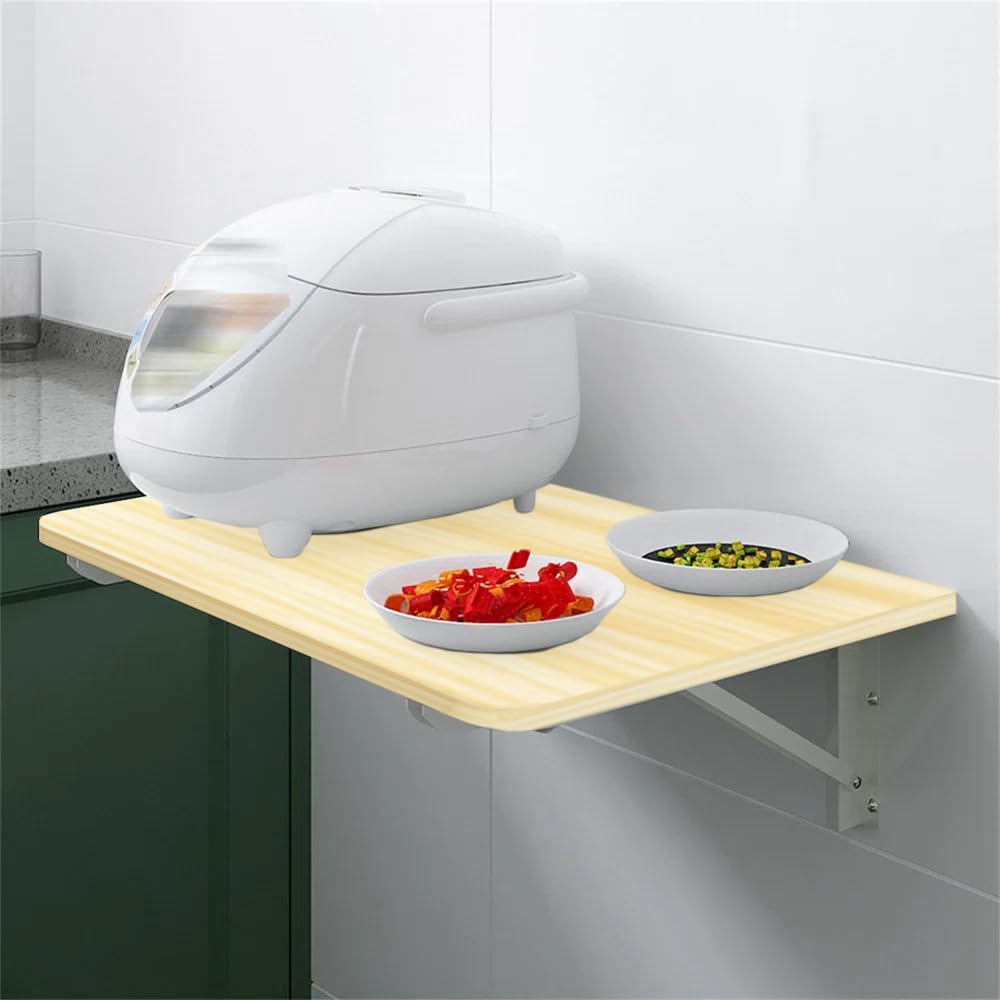 Shally Dogan Table Murale Pliante 60 x 40 cm en Bois, étagère Murale refermable, Peu encombrante, Bureau, Porte-PC, Table à Manger, Salon, Salle de Bain, Cuisine (chêne)