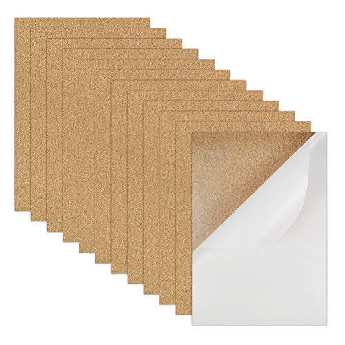 HANGNUO 12 Pack Cork Sheets Self Adhesive A4 Size for DIY Coaster Bulletin Boards Wall Decor Crafts