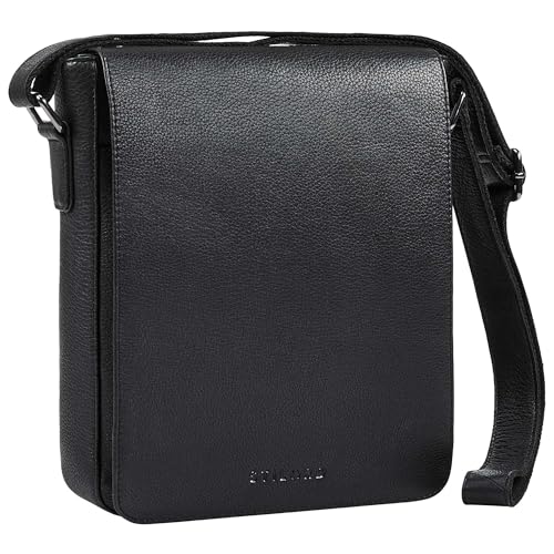 STILORD 'Cosmo' Vintage Ledertasche Herren Umhängetasche Mittel-Groß Messenger Bag Kompakt für 12 Zoll Tablet Schultertasche Männer Herrentasche Crossbody Bag Echtleder, Farbe:schwarz