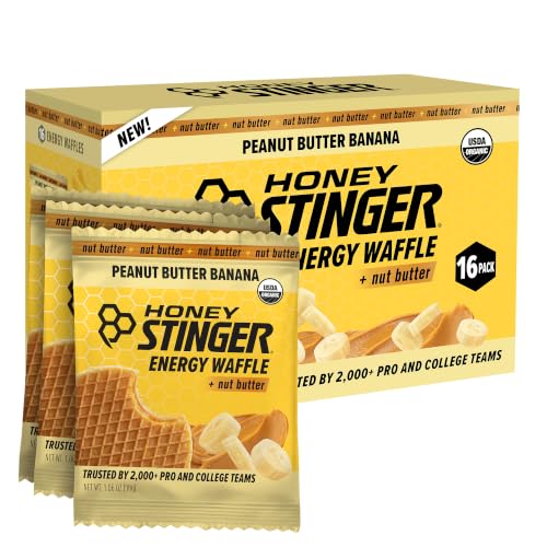 Image of Honey Stinger Organic Peanut Butter Banana Waffle, Energy Stroopwafel for Exercise, Endurance & Performance, Sports Nutrition for Home & Gym, Pre & Post Workout, 16.96 Ounce (Pack of 16)