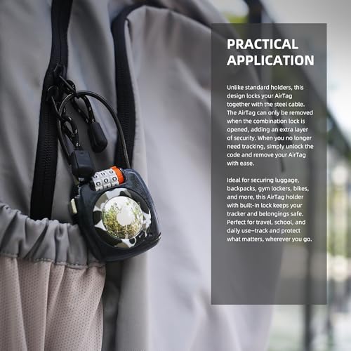 AirTag étui de protection durable avec câble métallique et antivol à code - 7