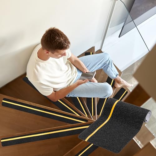 Bandes anti-dérapantes pour escalier en bois avec protection phosphorescente contre les chutes