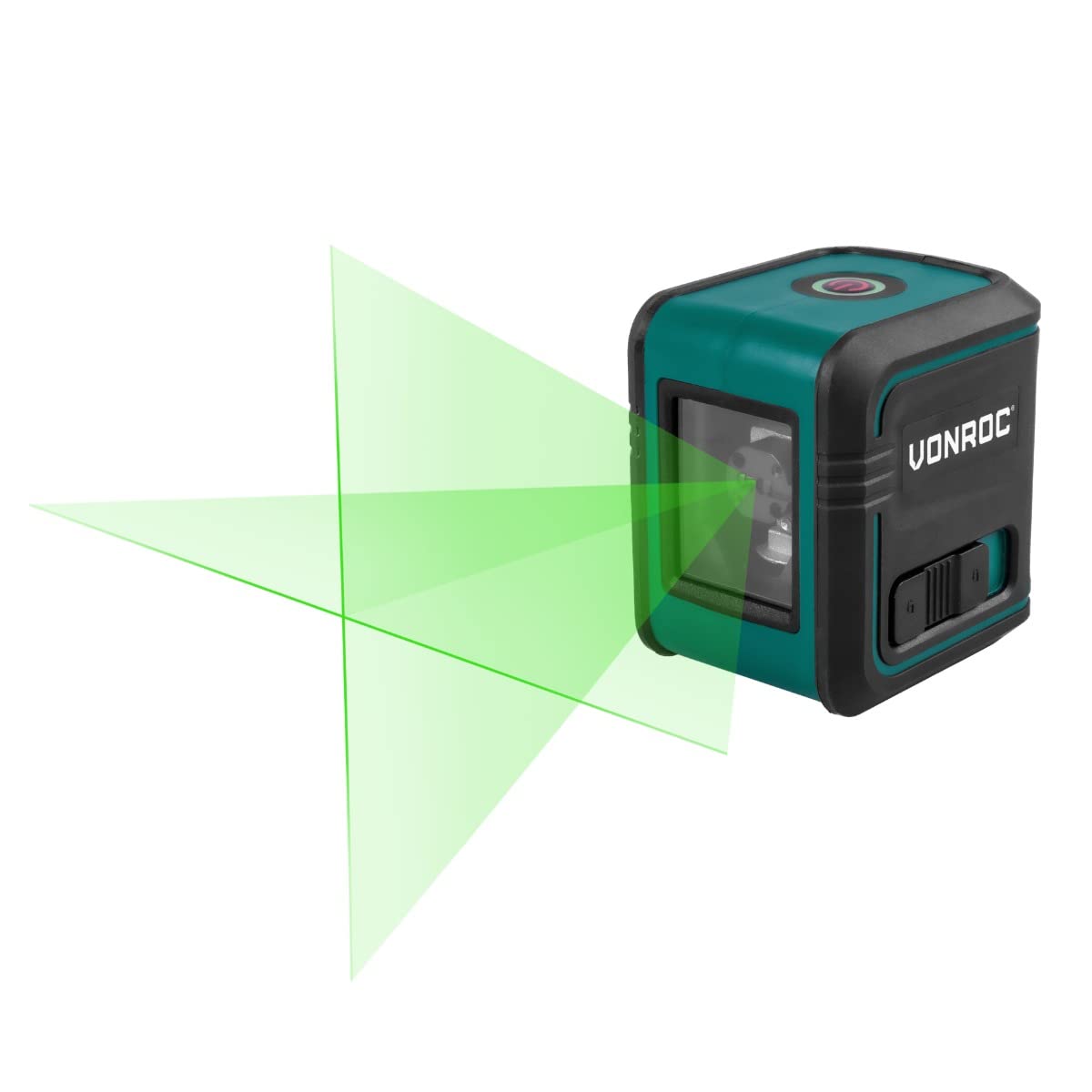 VONROC Láser de línea cruzada - Verde - Autonivelante - Alcance de 18 metros - Incluye barra de sujeción, bolsa de herramientas y baterías
