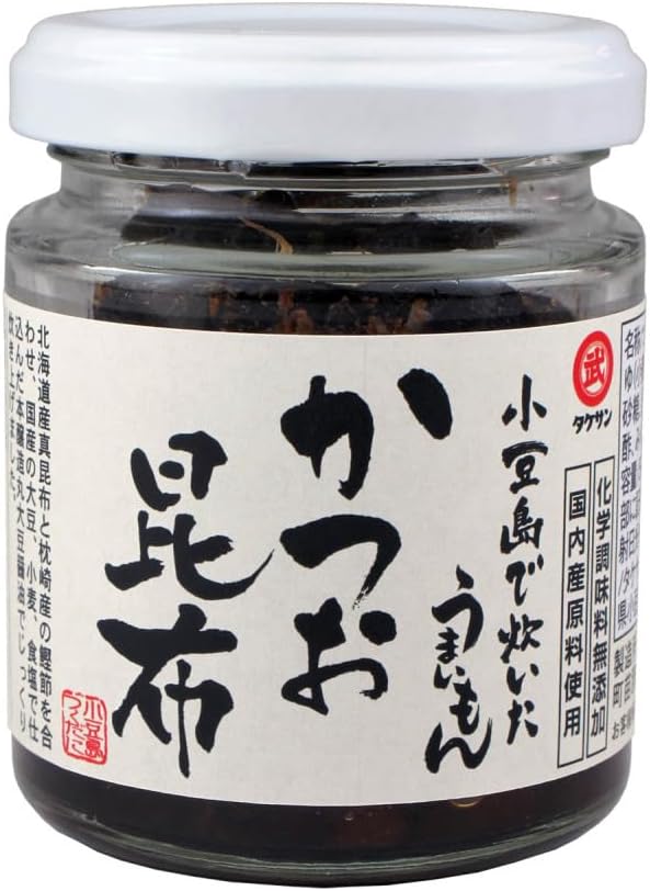 Takesan Tsukudani of Seaweed in bottle. TUKUDANI is a preserved food made with soy sauce. A traditional Japanese food that has been around for 400 years. (KATSUO KONBU of Bonito & Kelp 1.8oz (50g))