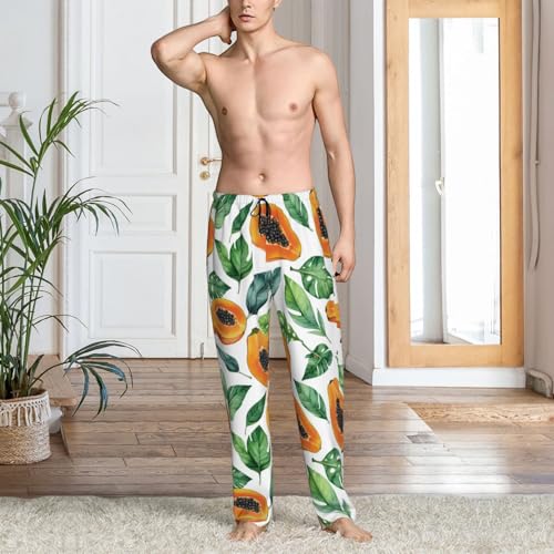 Papaya Palm Leaves Mens Pj Pants,Soft Men Lounge Pants,Mens Pajama Pants Bottoms,Sleep Pants For Men2