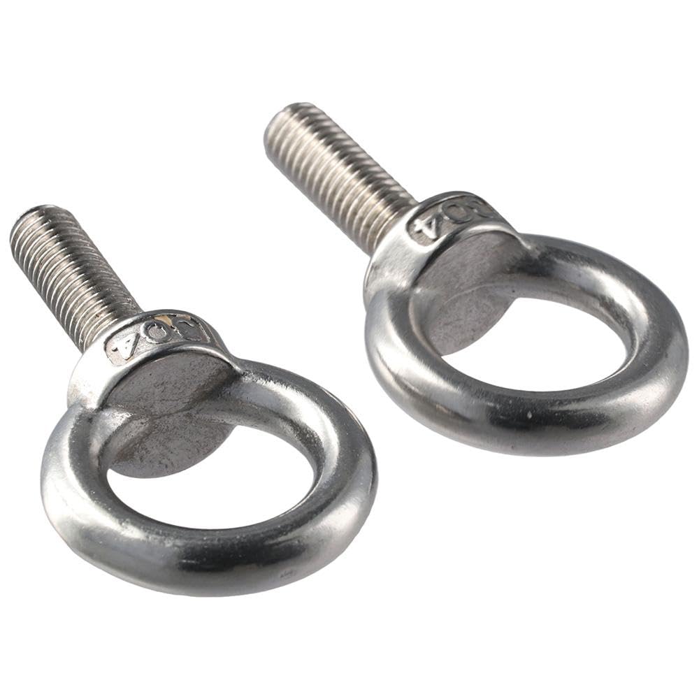 Upluckey Eye Bolts 4 Pack 304 Stainless Steel Heavy Duty 3/8"x1.18" Screw Eye Hook Durable M10 Threaded Eyebolts - Image 2