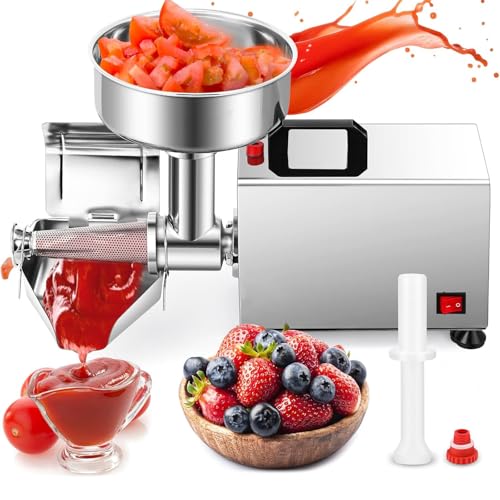 Fresadora eléctrica de tomate, prensa de alimentos de acero inoxidable de 450 W para salsa casera, ideal para frutas y verduras