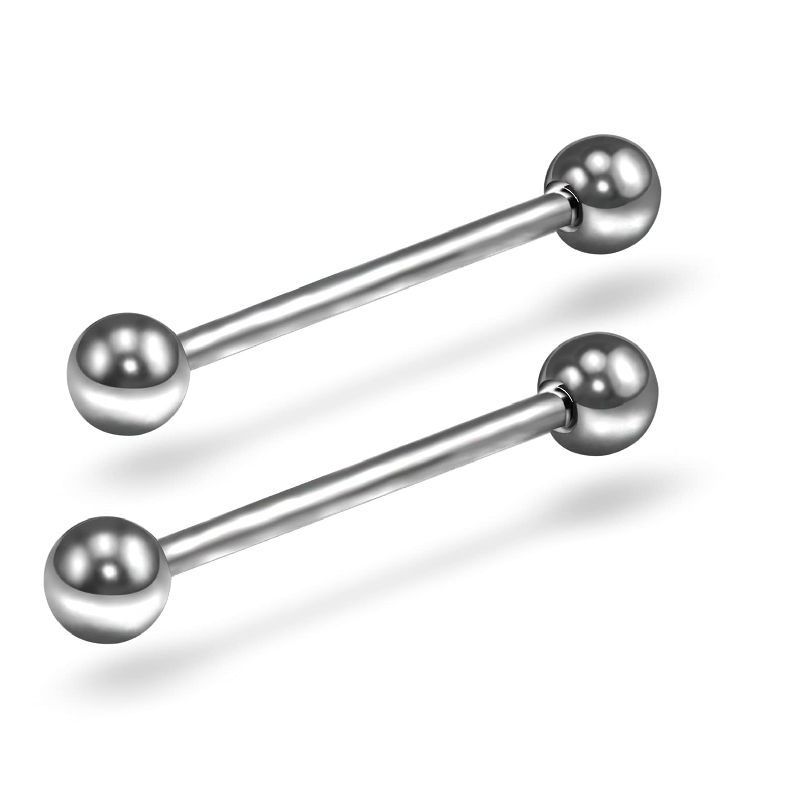 Tiremat5 PCS G23 Titanium Nipple Rings Tongue Ring Nipple Shield Barbell Ring Bar Body Piercing jewelry for Women and Men, Externally Threaded, silver 14G, 12mm, 14mm, 16mm, 19mm, and 22mm