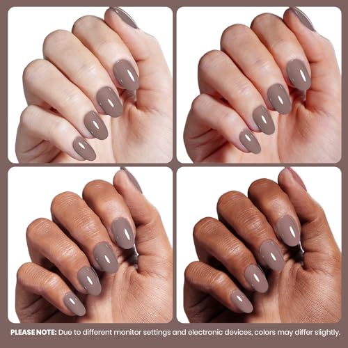 Image of Beetles Brown Gel Nail Polish - 15ML Full Size Hema-Free Grey Color Nail Polish Long-Lasting High Gloss Soak Off Latte Routine Uv Gel Polish Bottle Salon 0.51 Fl Oz Fall Nails Art