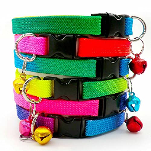Image of KsPups Rainbow Dog Cat Bell Collar I Adjustable Outdoor Comfortable I Pet Collars for Small Dogs Puppies Pets Collars I Pack of-1 (Rainbow Print Collar)