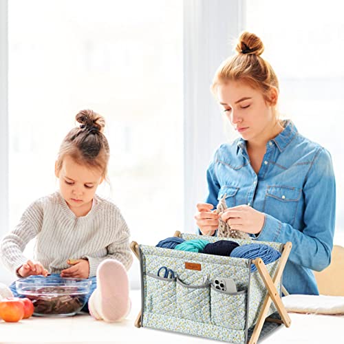 Image of Yarn Caddy Large Size Yarn Storage Organizer for Yarn Skeins-Organizer for Crochet Hooks Knitting Needles Other Accessories (Rose-Grey)