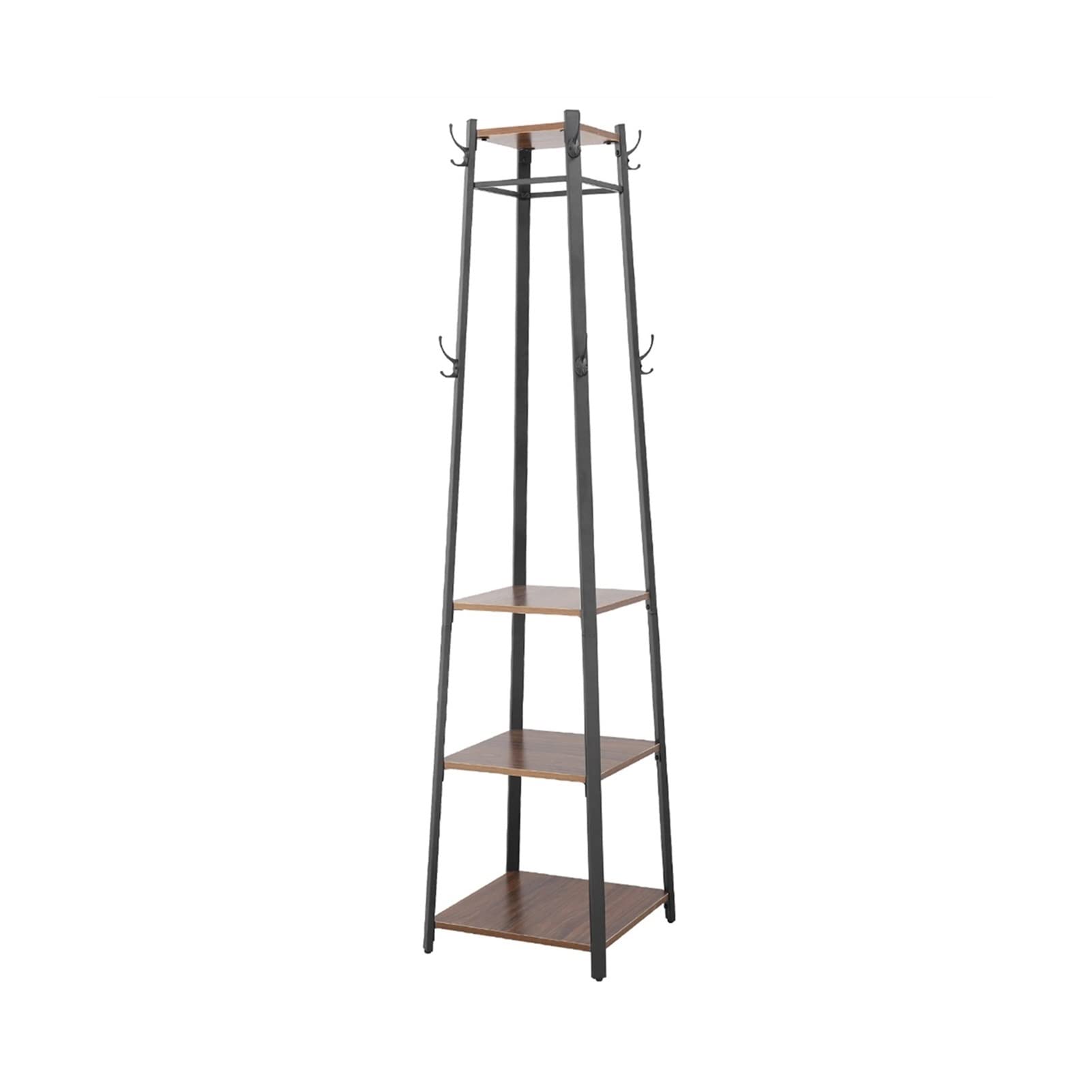 FCXWEVR Coat RackCoat Rack, Clothes Rack, Coat Rack with 3 Shelves, Hallway Trees, Freestanding, with Hooks for Scarves, Bags and Umbrellas, Tree Stand with Steel Frame