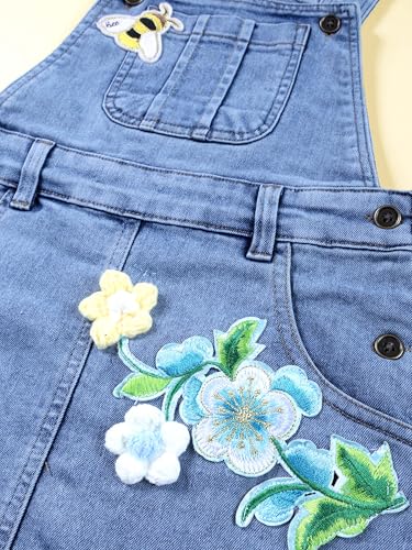 Image of KiddoPanti Girls Solid A-Line Fit Pinafore 5 Pocket Denim Dungaree Skirt