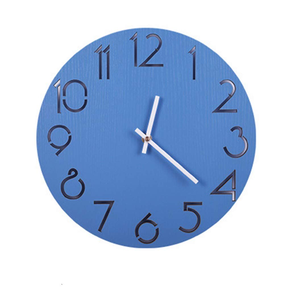 Horloge murale créative ronde en bois massif gris 30cm