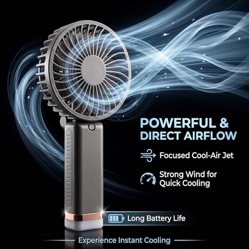 Image of Niwlix Portable Mini Hand Fan Rechargeable 3 Speed Modes, 1200 mAh Battery For Travel, Office & Makeup, Mini Fan, Hand Fan, Small Fan - Grey
