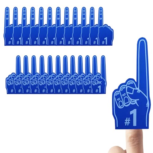 FUNSTITUTION 24 Pcs Mini Foam Fingers - Mini Foam Finger #1 EVA for All Occasions - Cheerleading for Sports - Exciting Vibrant Colors For School Spirit Pom Poms - Great For Sports Events Games (BLUE)