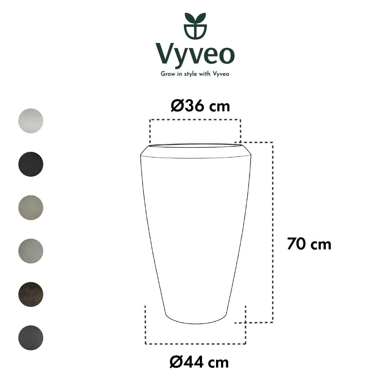 Vase Nalou - 44x70 - Schwarz - Blumentopf für den Innen- und Außeneinsatz - Übertopf - Pflanztopf - Pflanzgefäß