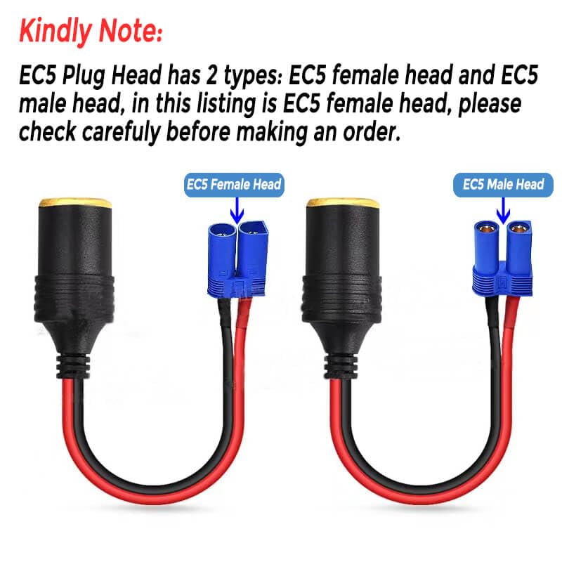 XINCOL Adattatore EC5 Femmina A Presa Accendisigari – Cavo In Rame Puro 1m – IP66 – Per Auto - 3