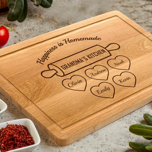 Personalized Cutting Board Gift for Grandma, Mom, Custom Christmas Gift with Kids Names for Mom, Nana, Custom Engraved Serving Board or Home Decor,... - Image 3