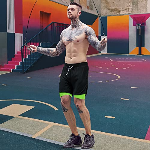 Image of OEBLD Mens Athletic Shorts 2-in-1 Gym Workout Running 7'' Shorts with Towel Loop